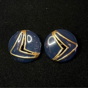 Monet Navy and Gold Geometric Earrings